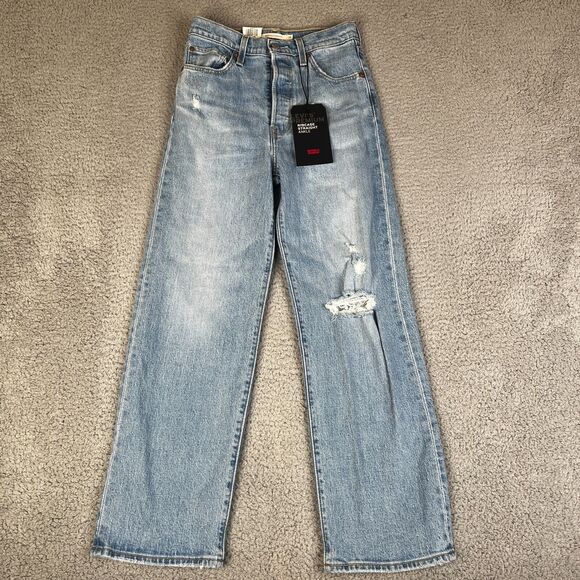 Levi's Jeans Womens 26X26 Ribcage Straight Distressed Ankle High Rise Cowgirl - Picture 1 of 16